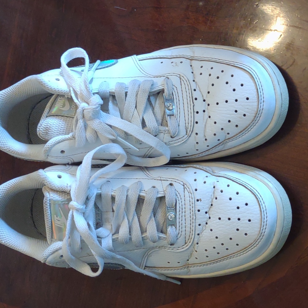 Women's air force 1 leather Nike neon swoosh size 7.5 jewel